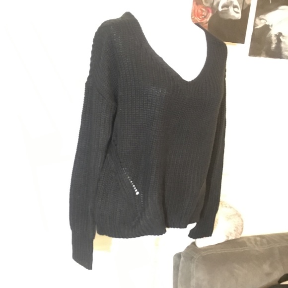 American rag NWT black lace up back sweater - Picture 4 of 8